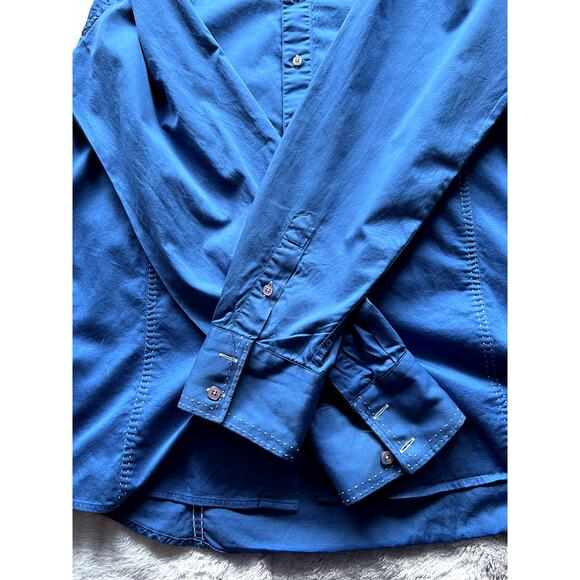 ENVY COUTURE BUTTON FRONT 5XL BLUE SLIM FIT DRESS SHIRT - Picture 8 of 9